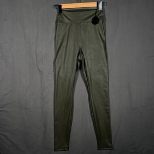 OFFLINE by Aerie Leggings Womens M Green High Rise Faux Leather Stretch NWT